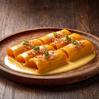 Cannelloni de butternut préparés avec des ingrédients locaux au restaurant écoresponsable EKO.